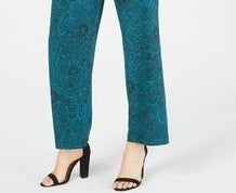 Calça feminina estampada NY Collection, verde, tamanho pequeno, grande