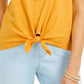 Top feminino com amarração frontal e mangas ilhós estilo &amp; co, amarelo, tamanho médio