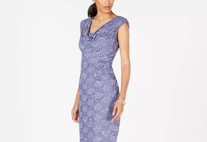 Vestido tubinho de renda com lantejoulas Connected Feminino Roxo Tamanho 12