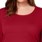 Blusa feminina Karen Scott de algodão com decote redondo, vermelha, tamanho PXL