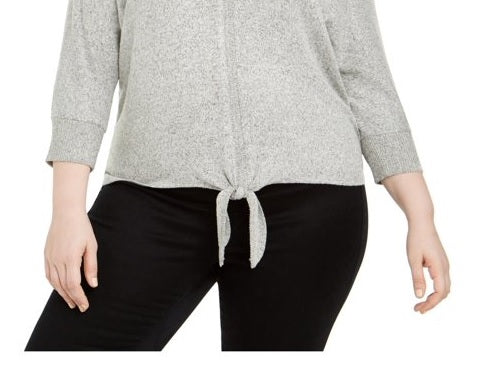 Suéter feminino com amarração frontal estilo &amp; co, cinza, tamanho médio