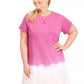 Vestido camiseta estampado tie-dye plus size Ideology rosa tamanho 1X