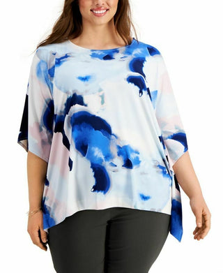 Blusa feminina Alfani com decote canoa e manga dolman, azul, tamanho extragrande