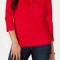 Karen Scott Top Henley de Algodão Feminino Vermelho Tamanho PXL