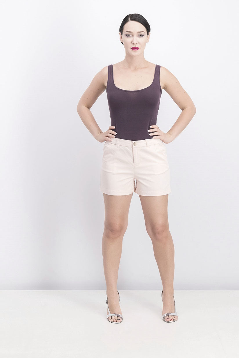 Shorts chino femininos Maison Jules com frente lisa, branco, tamanho 4