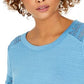 Top de renda com detalhes estilo &amp; co feminino azul tamanho extragrande
