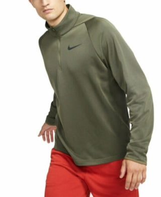Camiseta de treino Nike Therma Quarter Zip masculina, verde, tamanho pequeno