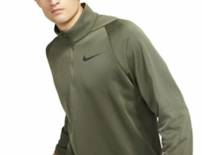 Camiseta de treino Nike Therma Quarter Zip masculina, verde, tamanho pequeno