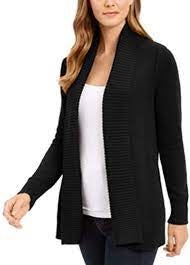 Cardigan feminino Charter Club com gola xale e frente aberta, preto, tamanho extragrande