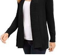 Cardigan feminino Charter Club com gola xale e frente aberta, preto, tamanho extragrande