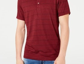 INC International Concepts Masculino Listrado Henley Vinho/Preto Tamanho X-Grande