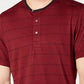 INC International Concepts Masculino Listrado Henley Vinho/Preto Tamanho X-Grande