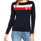 Tommy Hilfiger Suéter Listrado Colorblocked Feminino Azul Marinho Tamanho XS