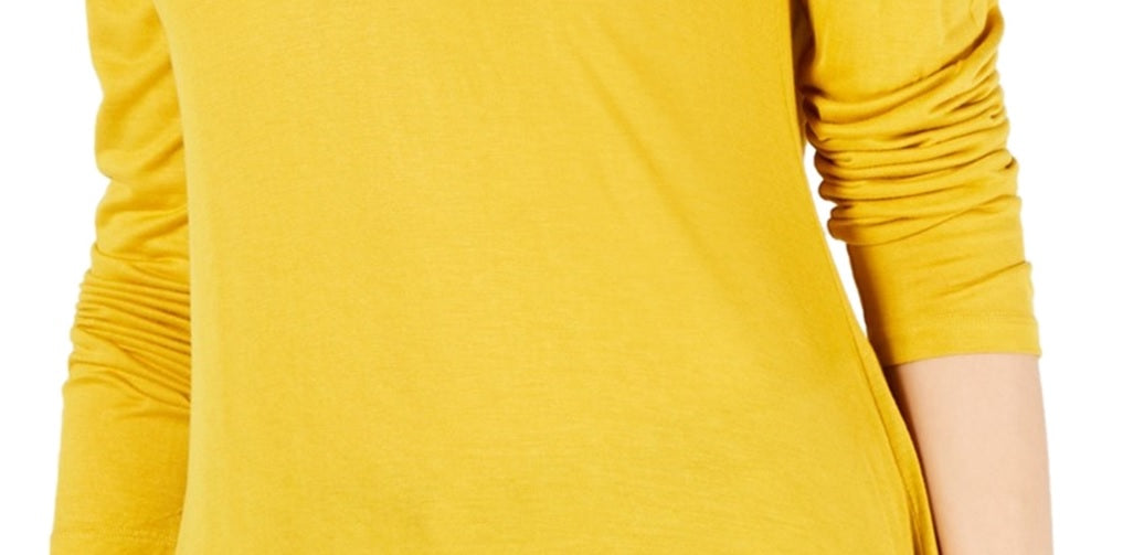 Camiseta básica feminina com acabamento transparente da INC International Concepts, amarela, tamanho extragrande