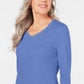 Blusa feminina Karen Scott de algodão com acabamento em botões, azul, tamanho médio