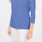 Blusa feminina Karen Scott de algodão com acabamento em botões, azul, tamanho médio