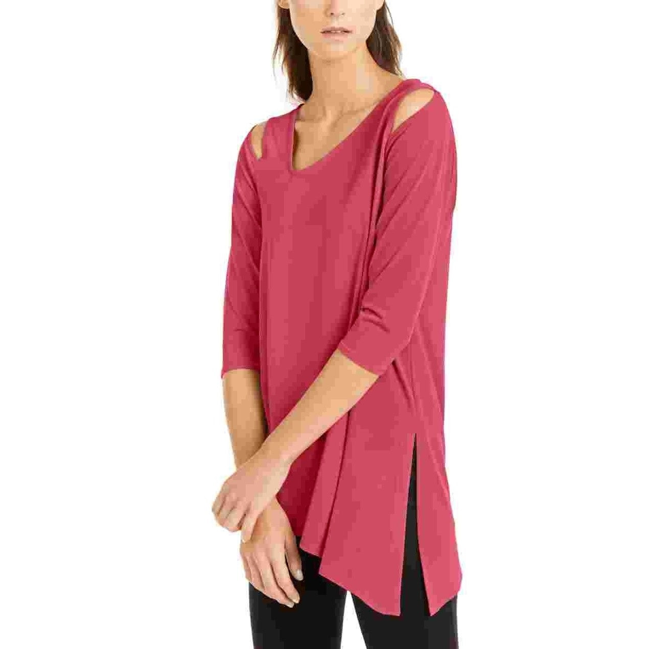 Blusa assimétrica com ombros descobertos Alfani feminina, vermelha, tamanho XX-G