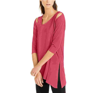 Blusa assimétrica com ombros descobertos Alfani feminina, vermelha, tamanho XX-G