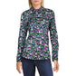 Blusa feminina Ralph Lauren com botões e manga comprida floral, preta, tamanho pequeno