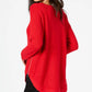 Suéter túnica feminino de malha waffle com zíper lateral, vermelho, tamanho X-S