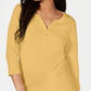 Karen Scott Top Henley de algodão feminino amarelo tamanho GG