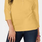 Karen Scott Top Henley de algodão feminino amarelo tamanho GG