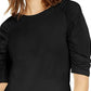 Blusa feminina com manga bufante INC International Concepts, preta, tamanho G