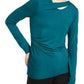 Blusa feminina com decote torcido INC International Concepts, azul, tamanho X-S