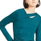 Blusa feminina com decote torcido INC International Concepts, azul, tamanho X-S
