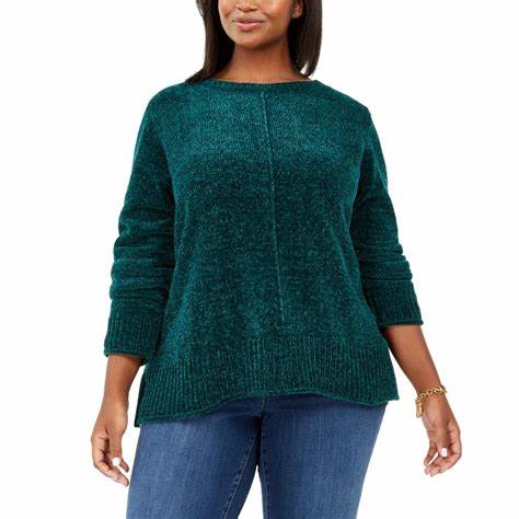 Suéter chenille feminino Style &amp; Co verde tamanho PXL