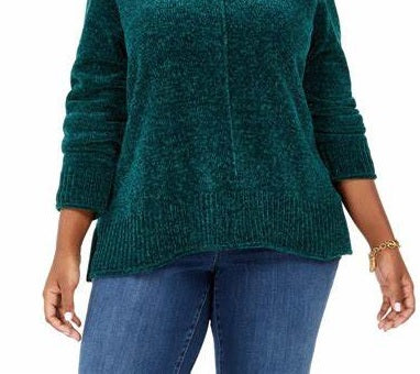 Suéter chenille feminino Style &amp; Co verde tamanho PXL