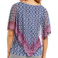 Túnica estampada com ombros descobertos da coleção JM, azul, tamanho 2XL