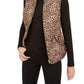 Colete feminino Charter Club Petite com zíper frontal estampado, bege, tamanho Petite G