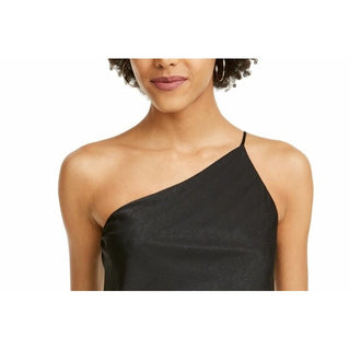 Leyden Women's Top de um ombro só com amarração lateral, preto, tamanho grande