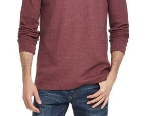 Camiseta masculina vintage à prova de intempéries, cor marrom mescla, manga comprida, tamanho P, vinho tinto, tamanho P