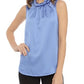 Blusa feminina Anne Klein sem mangas com gola torcida, azul, tamanho 14