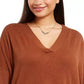 Suéter feminino plus size com decote em V estilo &amp; co, bege, tamanho 1X