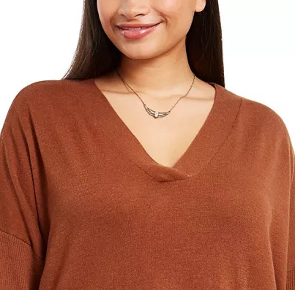 Suéter feminino plus size com decote em V estilo &amp; co, bege, tamanho 1X