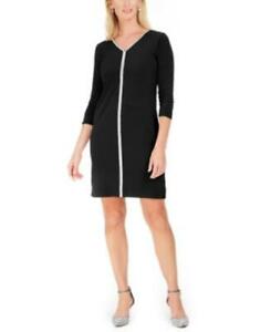 Vestido feminino JM Collection Petite com detalhes embelezados, preto, tamanho Petite XL