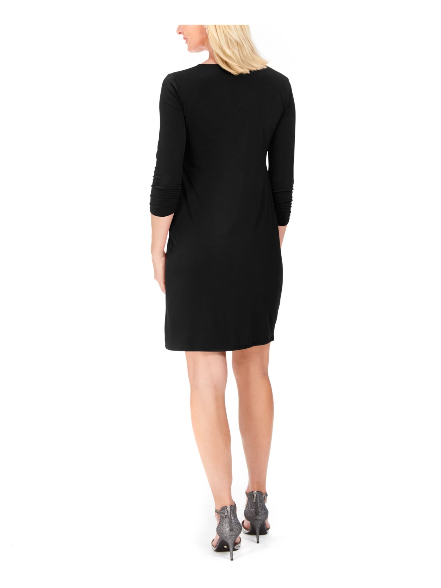 Vestido feminino JM Collection Petite com detalhes embelezados, preto, tamanho Petite XL