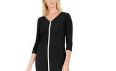 Vestido feminino JM Collection Petite com detalhes embelezados, preto, tamanho Petite XL