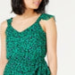 Vestido feminino com babados e estampa animal da INC International Concepts, estampa de leopardo esmeralda, verde, tamanho 18