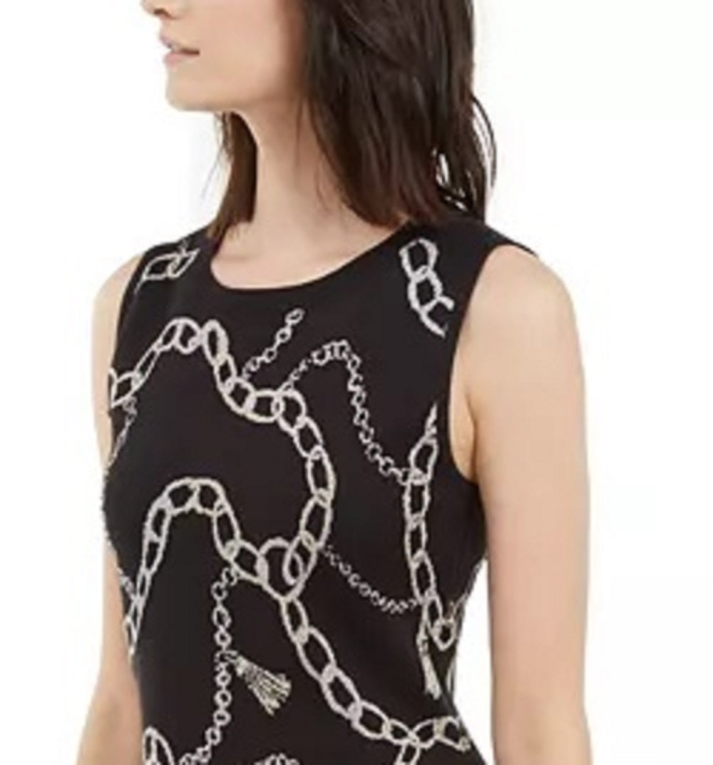 Vestido suéter feminino com estampa de corrente da INC International Concepts, preto, tamanho extragrande