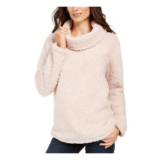 Suéter feminino Sherpa com gola alta, rosa, tamanho grande, estilo &amp; co