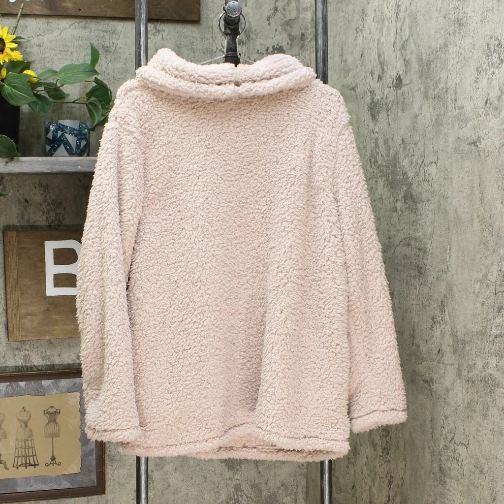 Suéter feminino Sherpa com gola alta, rosa, tamanho grande, estilo &amp; co