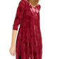 Blusa de festa feminina Alfani marrom com fenda floral e manga dolman, gola redonda, vinho, tamanho XX-G
