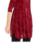 Blusa de festa feminina Alfani marrom com fenda floral e manga dolman, gola redonda, vinho, tamanho XX-G