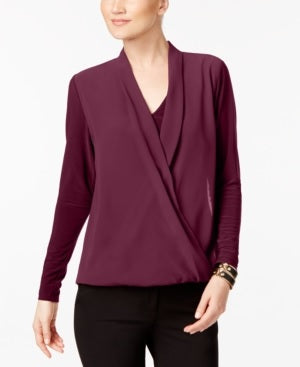Blusa Alfani Feminina Surplice Bordeaux Tamanho XX-Grande