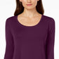 JM Collection Top feminino com decote redondo, roxo, tamanho XX-G