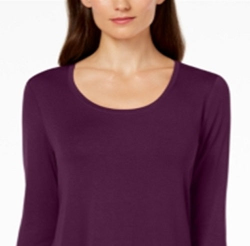 JM Collection Top feminino com decote redondo, roxo, tamanho XX-G